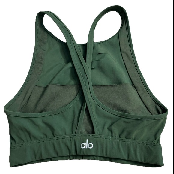 Alo Yoga Ripped Warrior Bra XS hunter green sports athletic athleisure yoga sexy - Picture 9 of 10